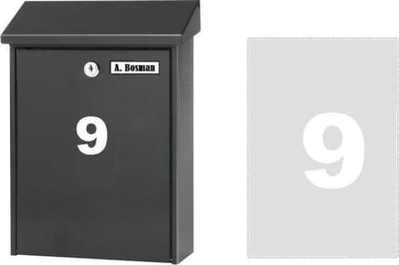 Huisnummer sticker 9 WIT (6cm hoog) / plakcijfer / cijfersticker