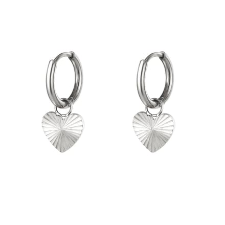 RVS oorbellen hart - Yehwang - Oorbellen - One size - Zilver