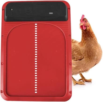 Automatische Kippenhokdeur - Kippendeur met Sensor - Bescherming Gevogelte - Lichtsensor Gestuurd - 35 x 24 cm - Rood