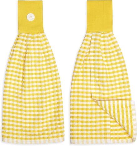 Set van 2 Gingham Geruite Keukenhanddoeken Katoen met Ophanglus - Absorberend en Sneldrogend