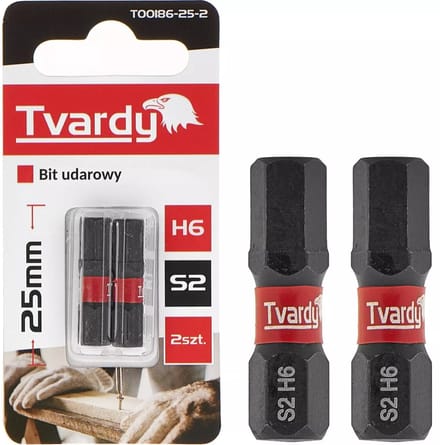 Tvardy Impact bit set - S2 staal - 25mm - magnetische tip - 2 stuks