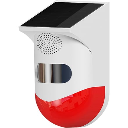 Zonne-energie Draadloos Onafhankelijke Infrarood Bewegingssensor Detector Stroboscoop Sirene 120dB Alarm 1 rood