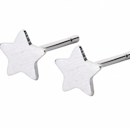 Oorbellen -Ster -Zilverkleur 7 mm geborsteld- Charme Bijoux