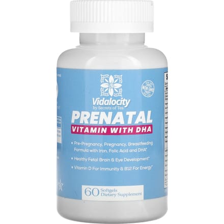 Secrets du thé, Vidalocity, vitamines prénatales, avec DHA, 60 gélules