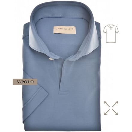 John Miller Slim-Fit Hyperstretch Short Sleeve V-Polo Midden Blauw / male