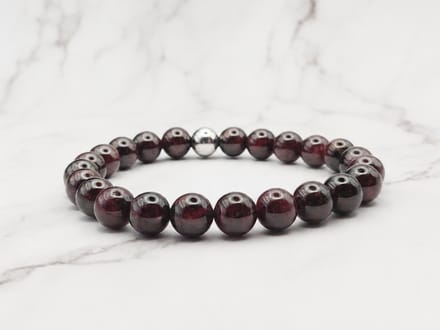 Mei's - Handmade Earth Stones - armband dames - RVS rood - polsmaat 16 cm