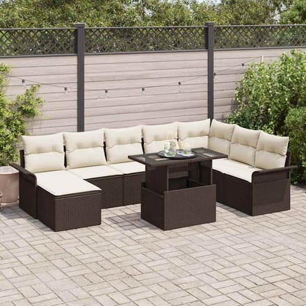 vidaXL Tuin Sofa Set 9 st Bruin poly rattan