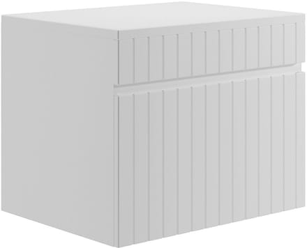 Vente-unique Wit hangmeubel met groeven voor onder wastafel met plank - 60 cm - SATARA