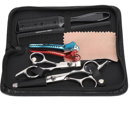 Professionele Kappersschaar Set Kapper Knippen Uitdunnen Vlakke Schaar Kit beige