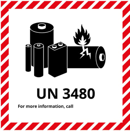 UN3480 sticker lithium-ion batterijen 100 x 100 mm