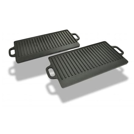Plaques de Grill en Fonte, Double Face, 2 Pcs, 38 X 23 Cm
