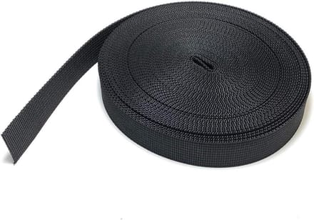 On1shelf 25 mm brede zwarte nylon zware polypropyleen singelband - 10 m (25 mm)