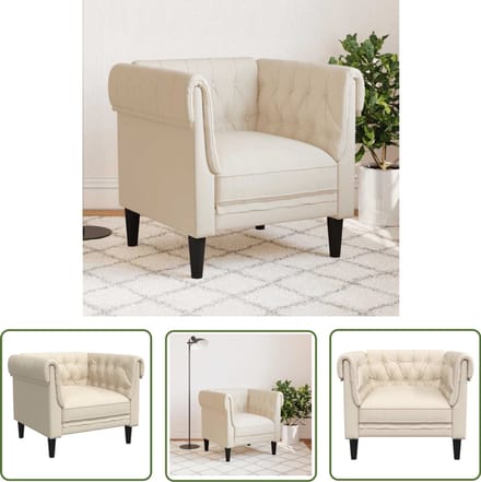 vidaXL - Fauteuil - Chesterfield-stijl - linnen