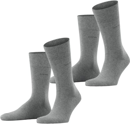 Esprit Basic Easy 2-Pack drukvrije comfort tailleband katoen multipack sokken heren grijs - maat 39-42