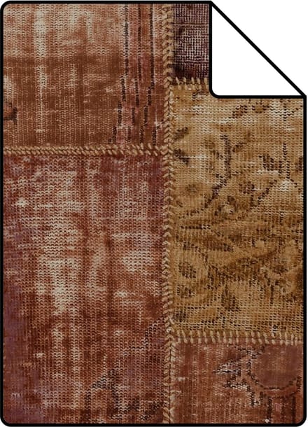 Proefstaal Origin Wallcoverings behang kelim patchwork roest bruin - 26,5 x 21 cm - 347465-S
