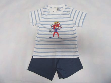 Petit Bateau - Zomer pyjama - Jongen - Blauw/ robot -  6 jaar  116