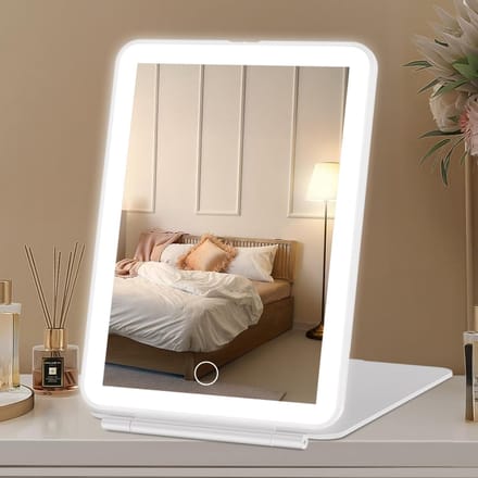Oplaadbare make-upspiegel met LED verlichting voor onderweg - Dimbaar, draagbaar en touchscreen