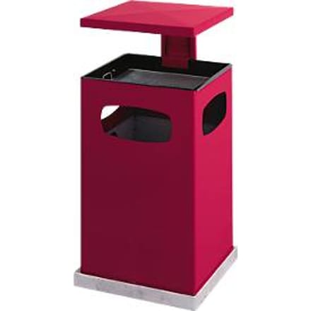 Asbak-prullenbak met afneembaar dak, 72 liter, rood