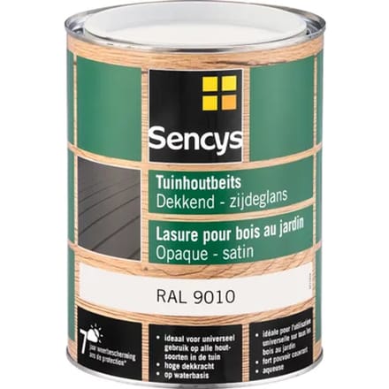 Sencys Tuinhoutbeits Dekkend Zijdeglans Ral9010 2,5l