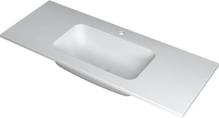 INK® Faktor wastafel polystone midden met 1 kraangat, 120x45x1,5cm, mat wit