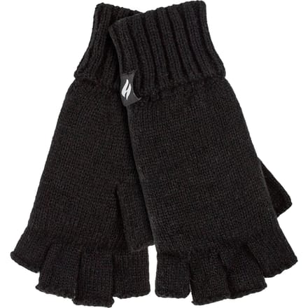 Heat Holders - Solide gebreide vingerloze dameshandschoenen - Zwart