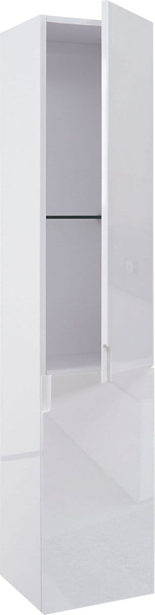 Wandkast MCW-B19, midikast hoge kast badkamermeubel, hoogglans 150x30cm ~ wit