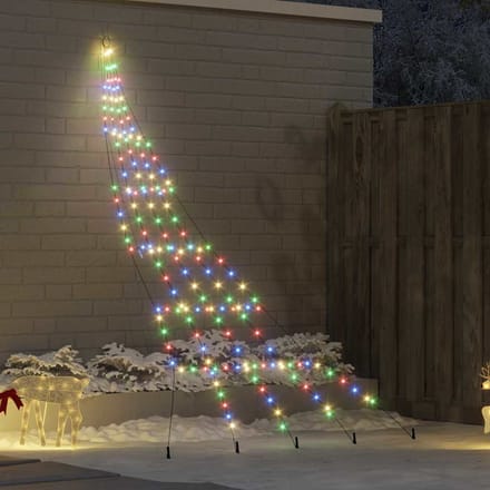vidaXL - LED - Kerstboom - met - Grondspikes - Meerkleurig - 306 - cm - Metaal