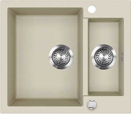 Bergström Prag Spoelbak – 58 x 50 cm met 2 gootstenen Beige
