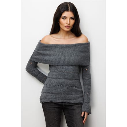 Off-shoulder Gerepte Trui met Uitsnijdingen