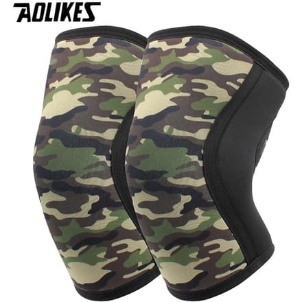 Manchons de genou Aolikes 7 mm Support Squat Compression Néoprène Genouillère de Sport pour Crossfit Haltérophilie M