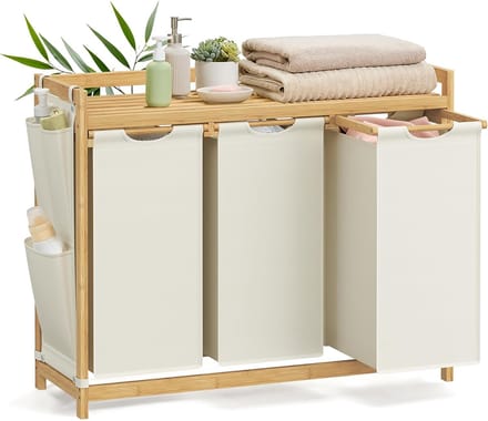 Budu Wasmand 3 vakken - Wassorteerder - Wasmanden Bamboe - 150L
