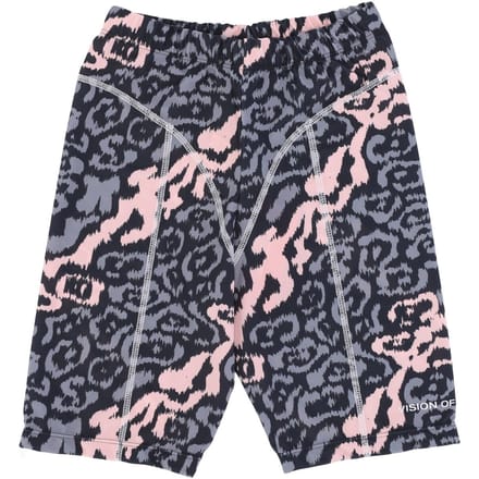 Damesfietsbroek Allover Leopard-legging roze/grijs