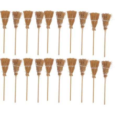 20 stuks Mini Heksenbezem Witte Touw Decoratie DIY Mini Heks Miniatuur Heksenbezem voor Halloween brown