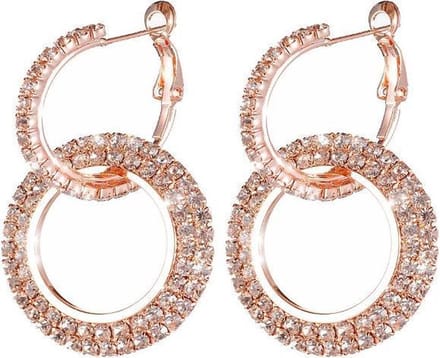 Fako Bijoux® - Oorbellen - Oorringen - Strass - 27mm - Rosé Goudkleurig