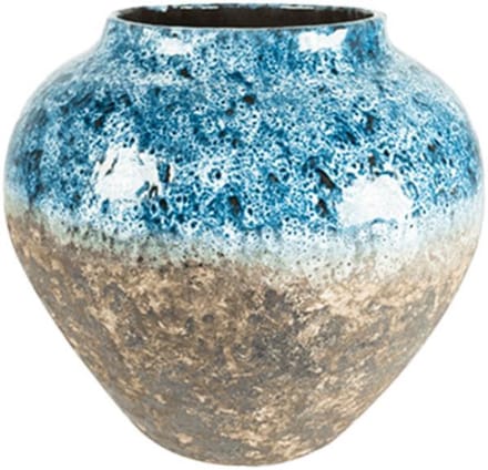 DBT Bloempot-Siervaas Blauw-Multicolour D 45 cm H 38 cm