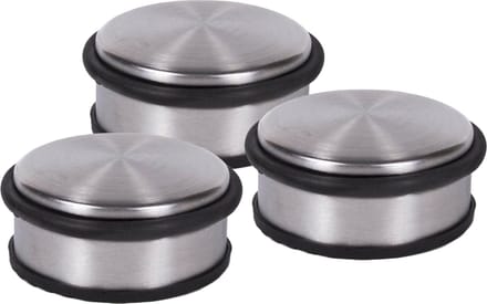Deurstopper - 3x - RVS - rond - 4,5 x 11 cm - 1 kg - deurstop - zilver