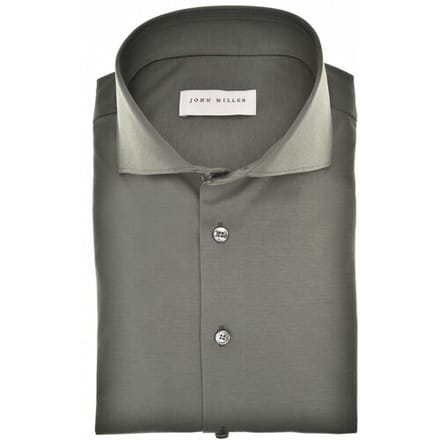John Miller Overhemd Slim Cotton Jersey Stretch Donker Groen / male