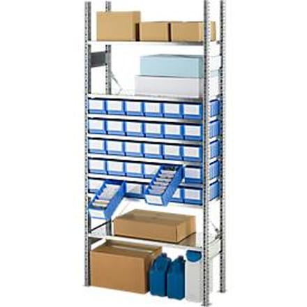 Aanbouwstelling R 3000, 8 legborden, 30 stellingbakken