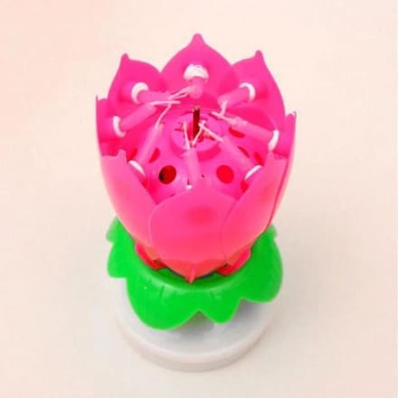 Verjaardagskaars - GR04557 - Lotusbloem - Roze - Taartdecoratie - Muziek roze