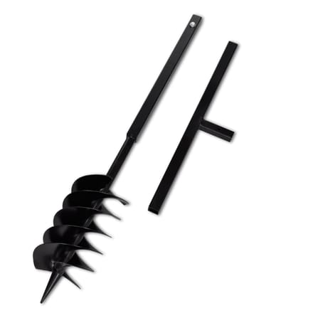 vidaXL - Grondboor - met - handvat - en - schroefkop - 150 - mm - (zwart)