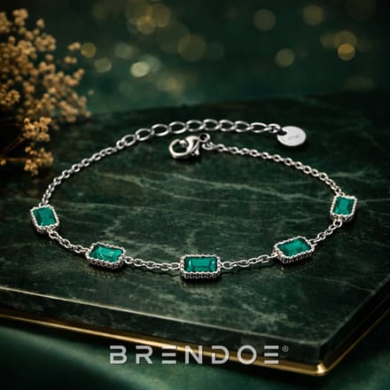 Brendoe - Armband - Zilverkleurig - Stenen - Groen