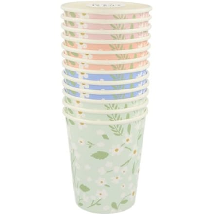 Meri meri pasen bekertjes karton à 8 stuks - dits floral