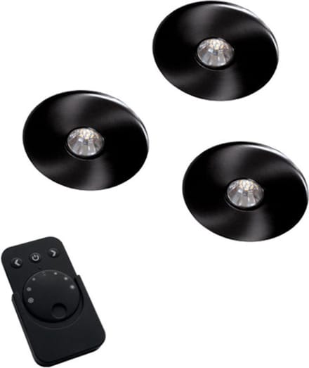 Super Light Emotion Led set met 3 spots met dimmer inbouw 12V/15W zwart