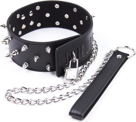 vscnovelty® Fetish halsband met riem en metal pins