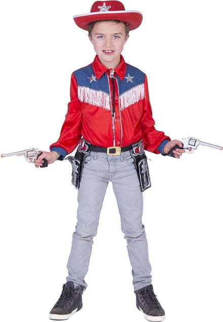 Verkleedpak cowboy hemd jongen Cowboy Jeans Boy 140