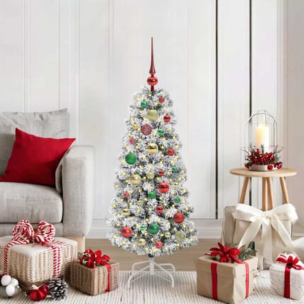 vidaXL - Kunstmatige - Hinged - Kerstboom - 150 - LED's - Groen - en - Wit - 120 - cm