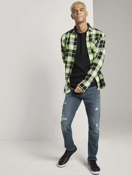 TOM TAILOR zigzag structured crewneck Heren Trui - Maat L