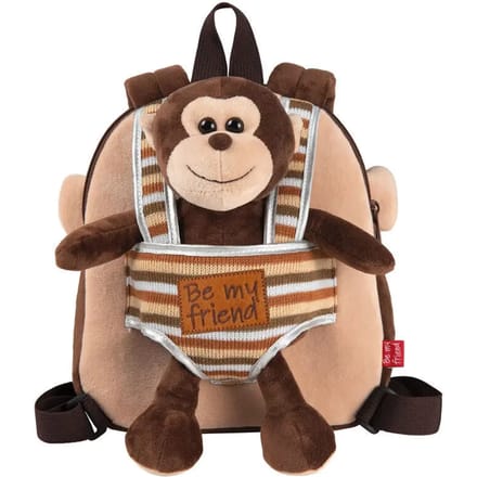 Omkeerbare rugzak met knuffel voor meisjes Perletti Max Monkey