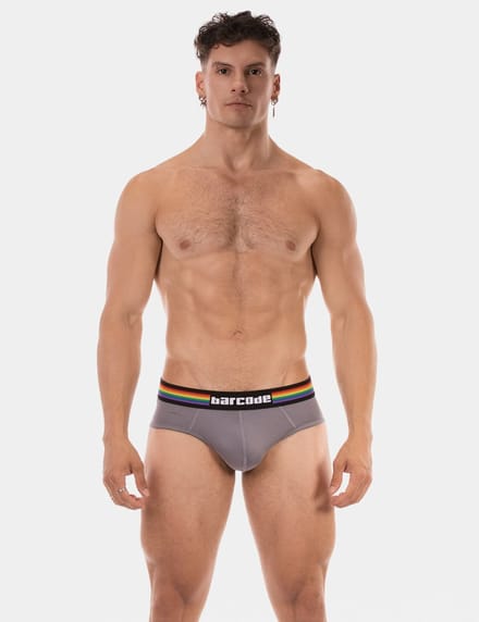 Barcode Berlin Pride Brief Grey - MAAT S - Heren Ondergoed - Slip voor Man - Mannen Brief
