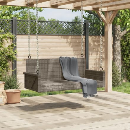 vidaXL - Schommelbank - 119x56x48 - cm - poly - rattan - grijs